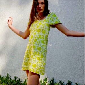 Zara Jacquard Knit Puff Sleeve Dress NWT